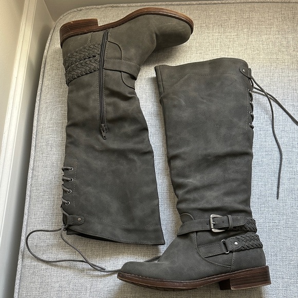 Gray Knee-High Women's Boots Faux leather Size 7 - Picture 1 of 8